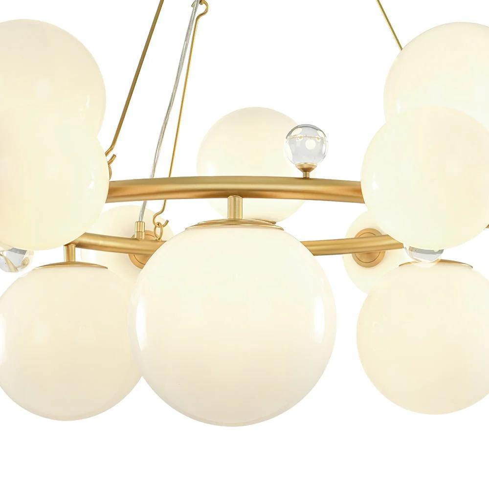 Brass Halo Shine Opal Glass Bubble Ring Chandelier - Image 12