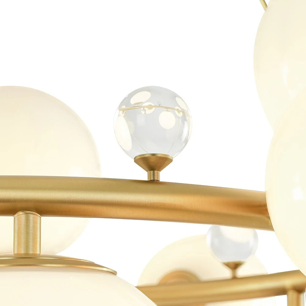 Brass Halo Shine Opal Glass Bubble Ring Chandelier - Image 13