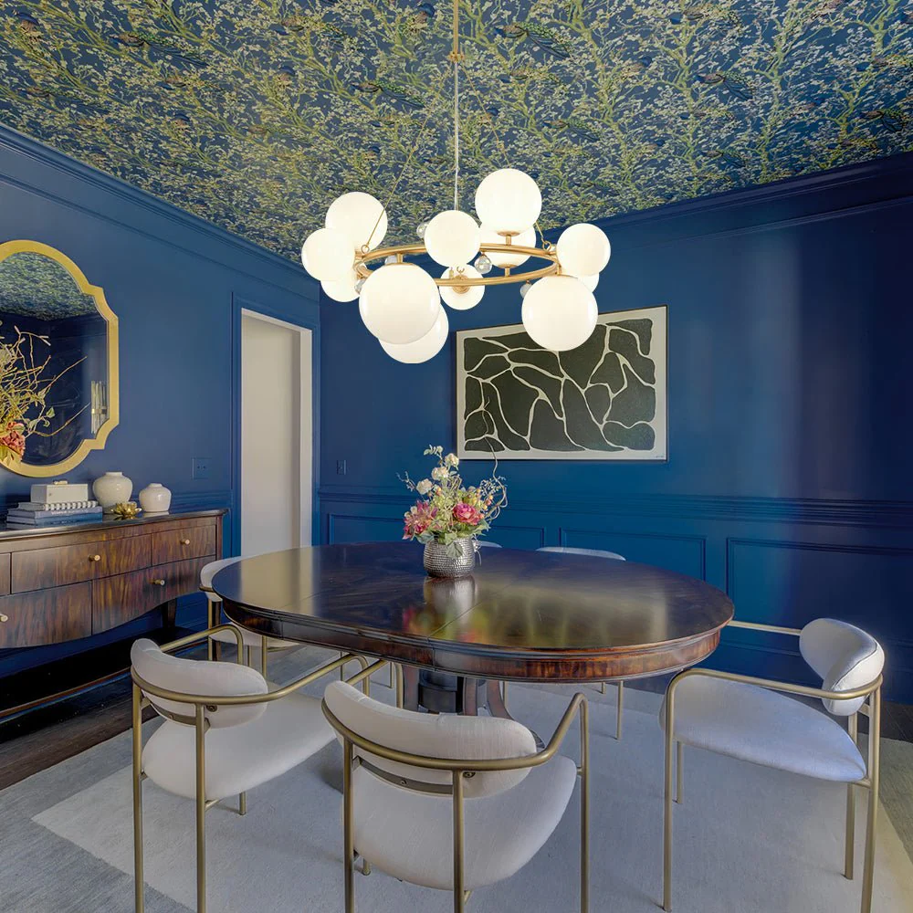 Brass Halo Shine Opal Glass Bubble Ring Chandelier - Image 2