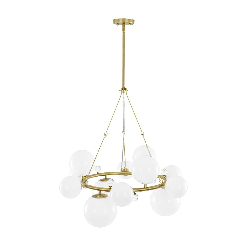 Brass Halo Shine Opal Glass Bubble Ring Chandelier - Image 3