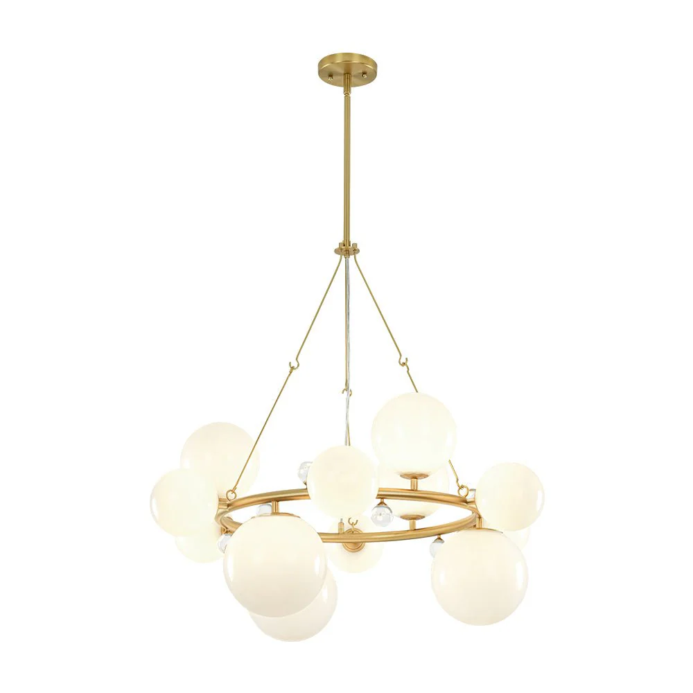 Brass Halo Shine Opal Glass Bubble Ring Chandelier - Image 4