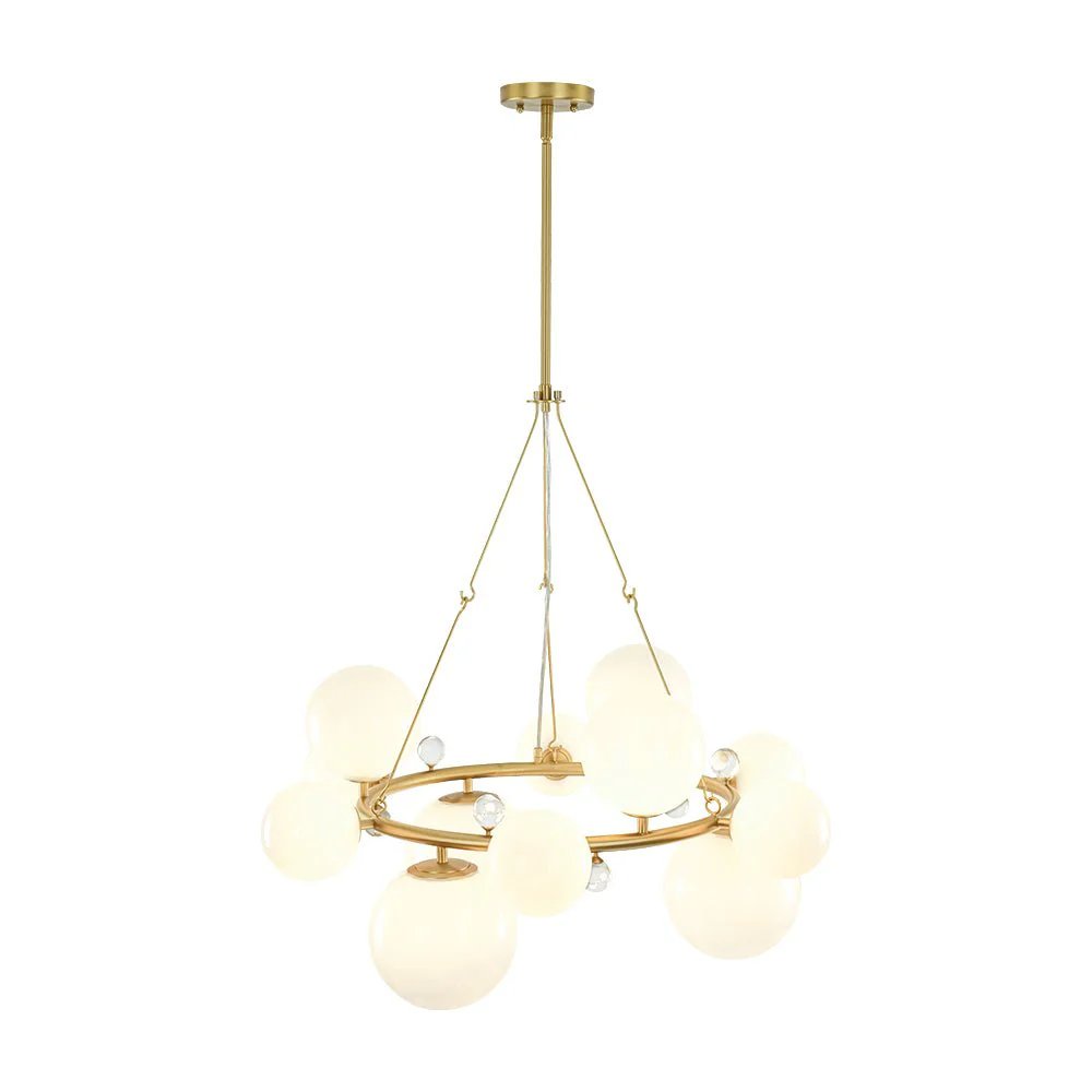 Brass Halo Shine Opal Glass Bubble Ring Chandelier - Image 5