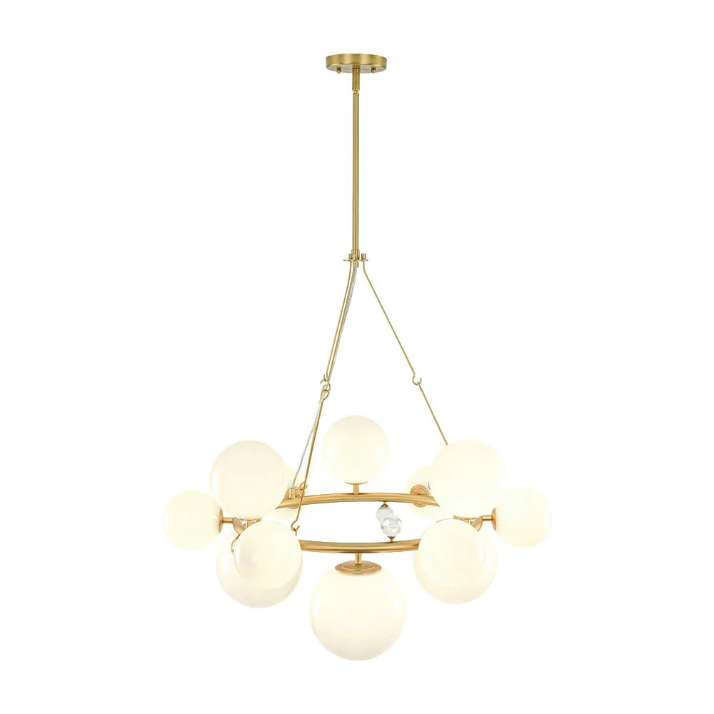 Brass Halo Shine Opal Glass Bubble Ring Chandelier - Image 6