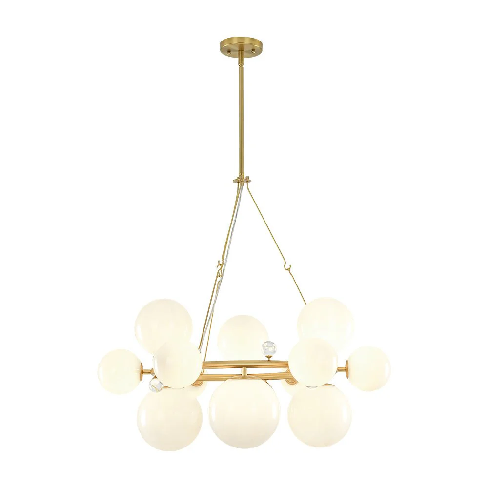 Brass Halo Shine Opal Glass Bubble Ring Chandelier - Image 7