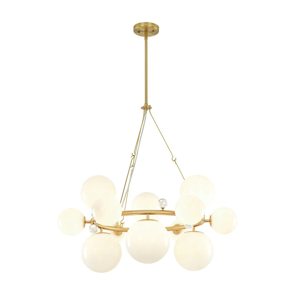 Brass Halo Shine Opal Glass Bubble Ring Chandelier - Image 8