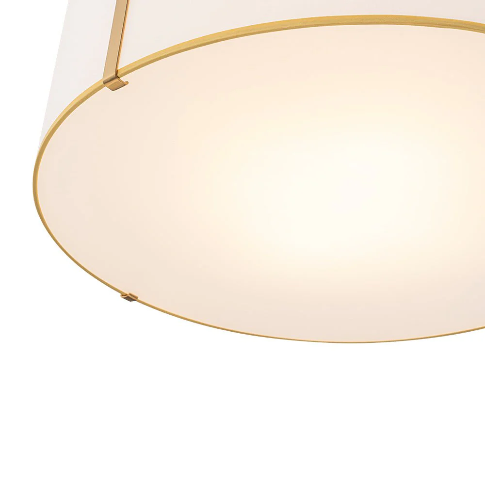 Brass Large White Fabric Drum Cage Chandelier - Image 11