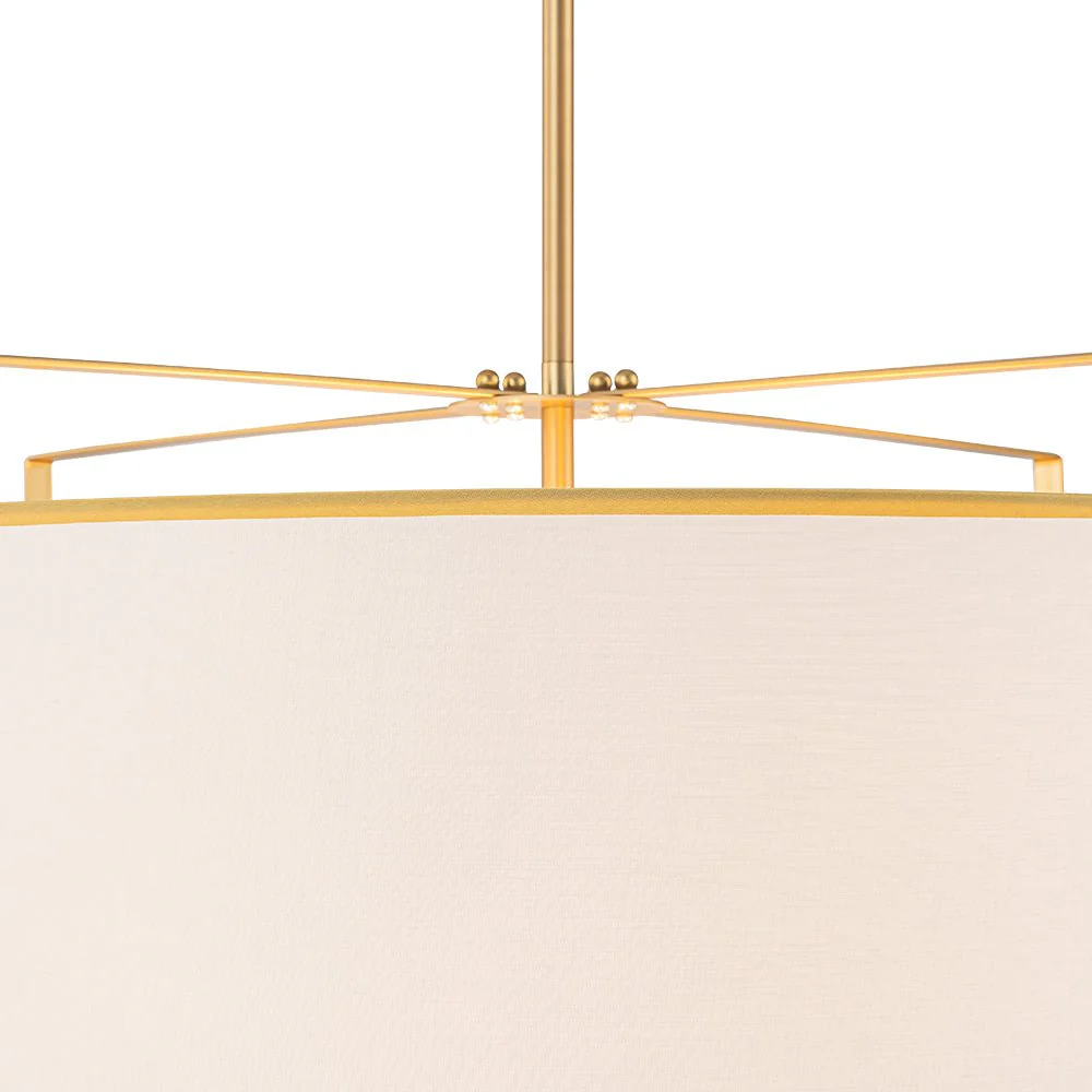 Brass Large White Fabric Drum Cage Chandelier - Image 13