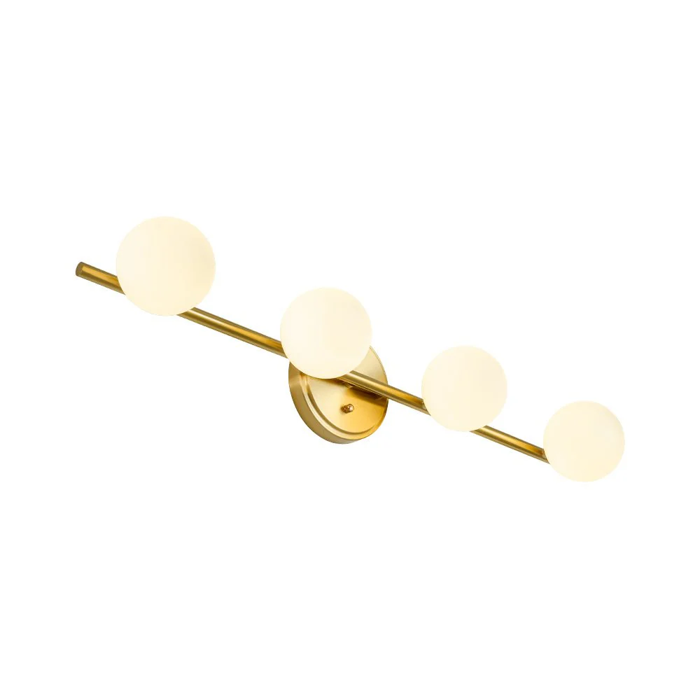 Brass Linear Opal Glass Globe Semi Flush Mount Vanity Light - Image 14