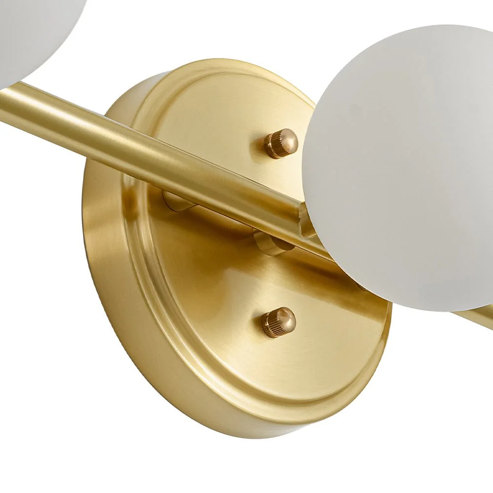 Brass Linear Opal Glass Globe Semi Flush Mount Vanity Light - Image 19