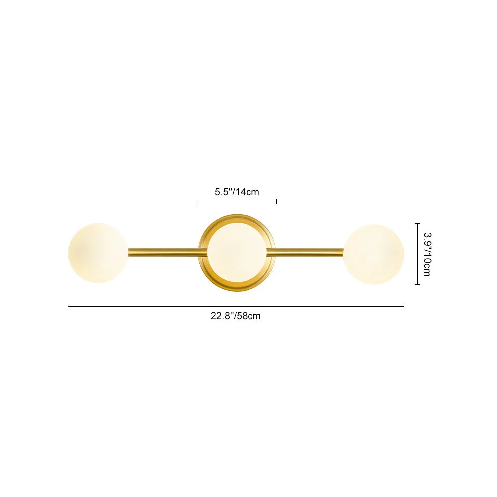 Brass Linear Opal Glass Globe Semi Flush Mount Vanity Light - Image 5