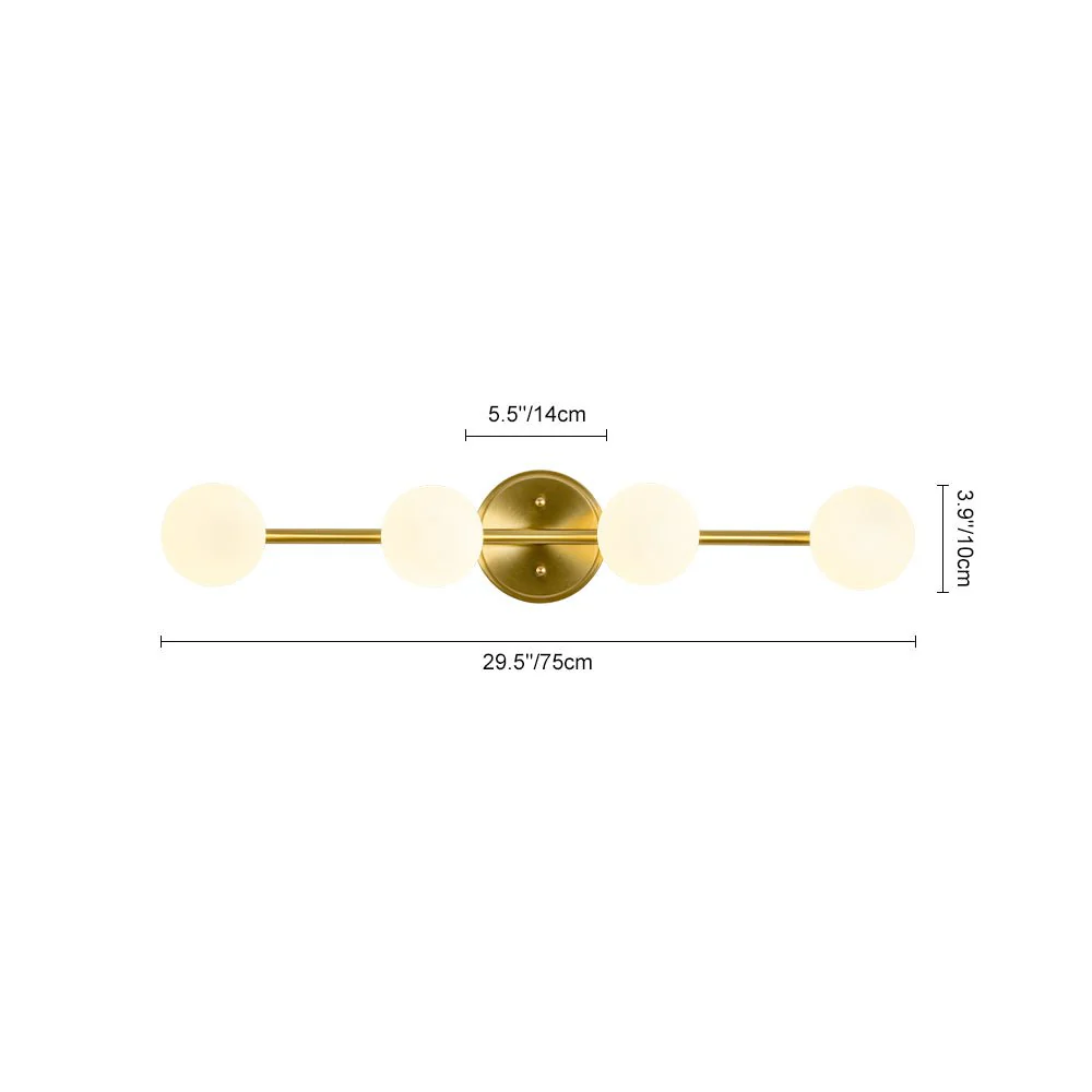 Brass Linear Opal Glass Globe Semi Flush Mount Vanity Light - Image 6