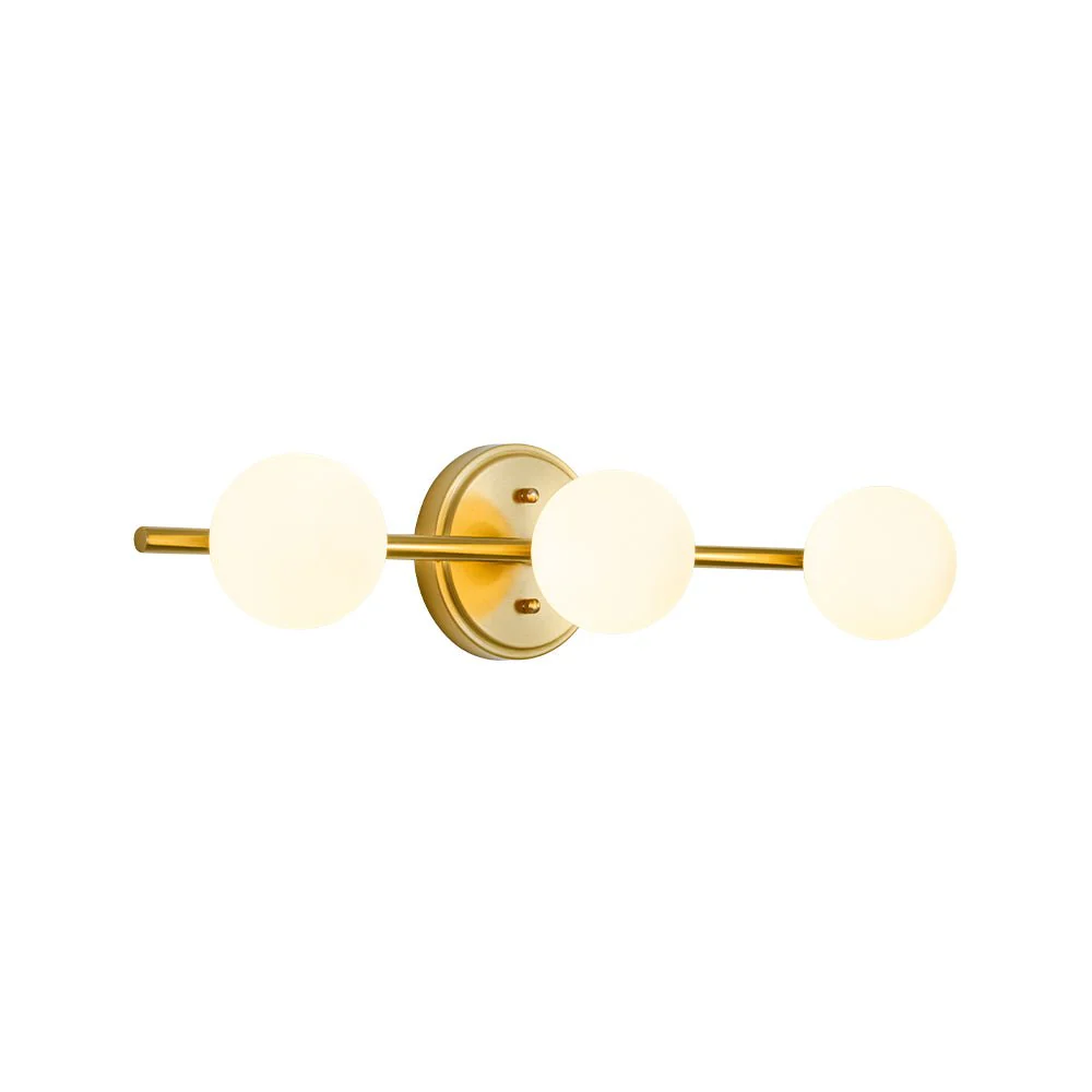 Brass Linear Opal Glass Globe Semi Flush Mount Vanity Light - Image 7