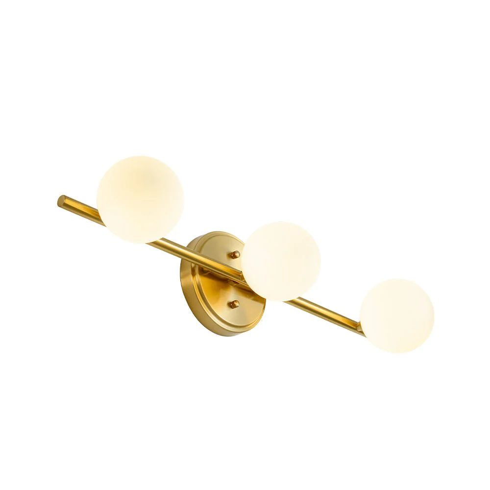 Brass Linear Opal Glass Globe Semi Flush Mount Vanity Light - Image 8