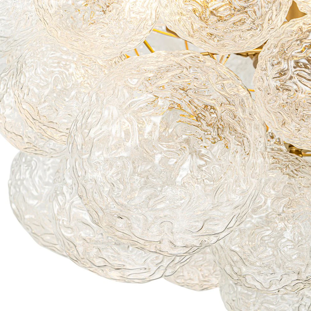 Brass Luxe Cluster Rippled Glass Globe Bubble Chandelier - Image 29