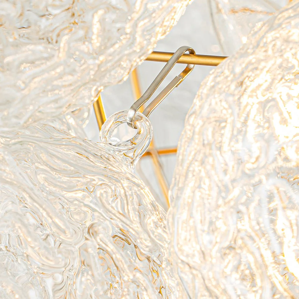 Brass Luxe Cluster Rippled Glass Globe Bubble Chandelier - Image 30