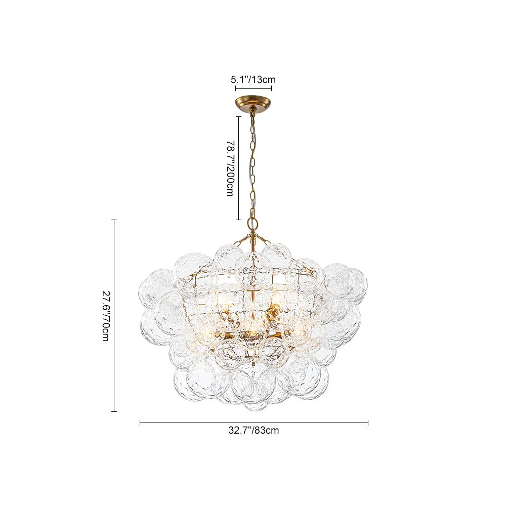 Brass Luxe Cluster Hammered Glass Globe Bubble Chandelier - Image 11
