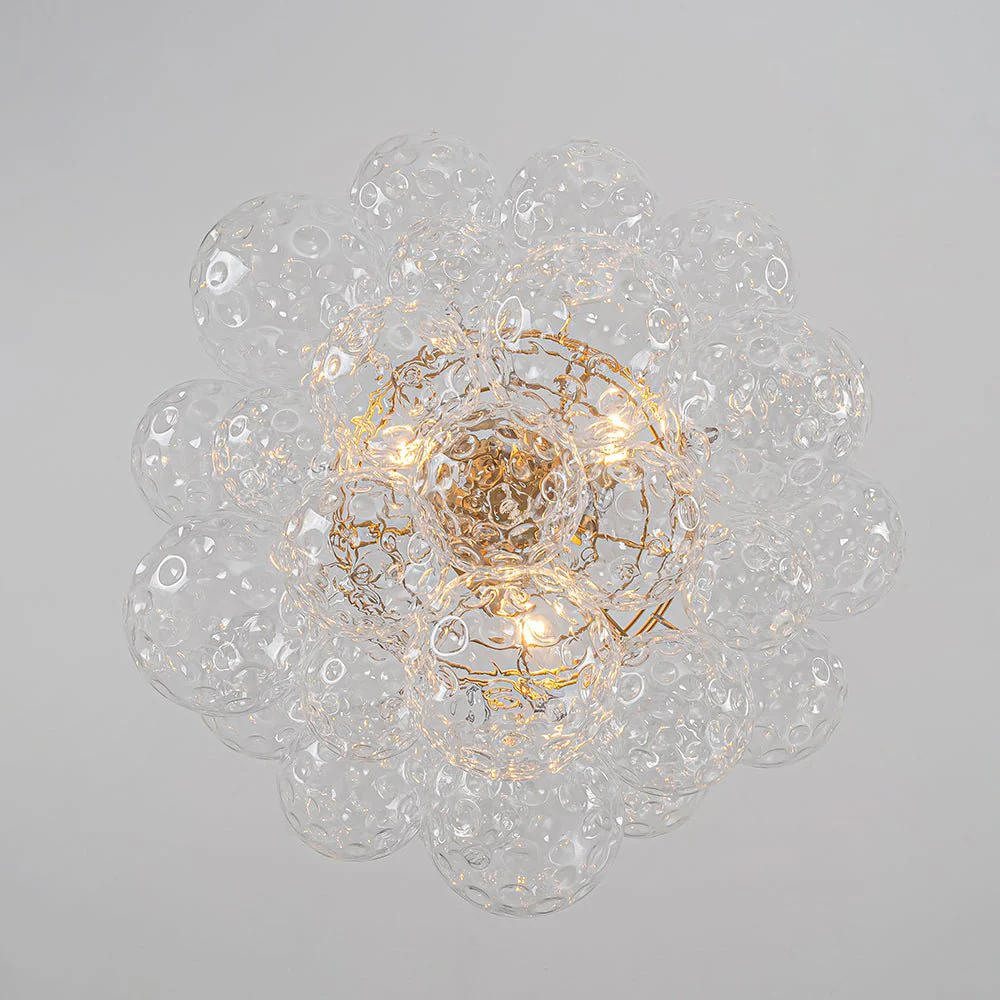 Brass Luxe Cluster Hammered Glass Globe Bubble Chandelier - Image 17