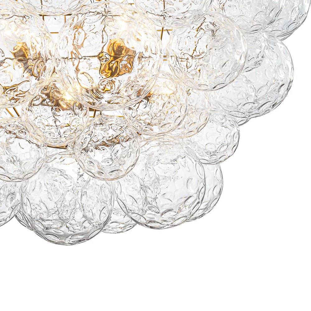 Brass Luxe Cluster Hammered Glass Globe Bubble Chandelier - Image 20