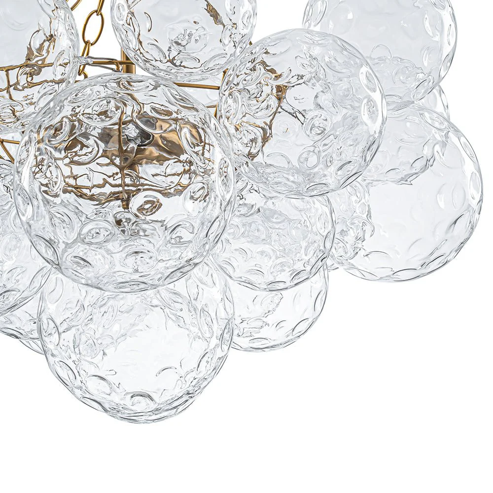 Brass Luxe Cluster Hammered Glass Globe Bubble Chandelier - Image 21