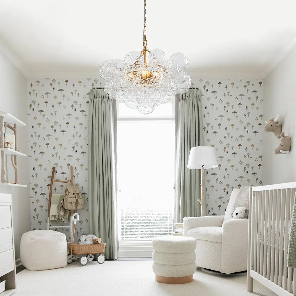 Brass Luxe Cluster Hammered Glass Globe Bubble Chandelier - Image 3