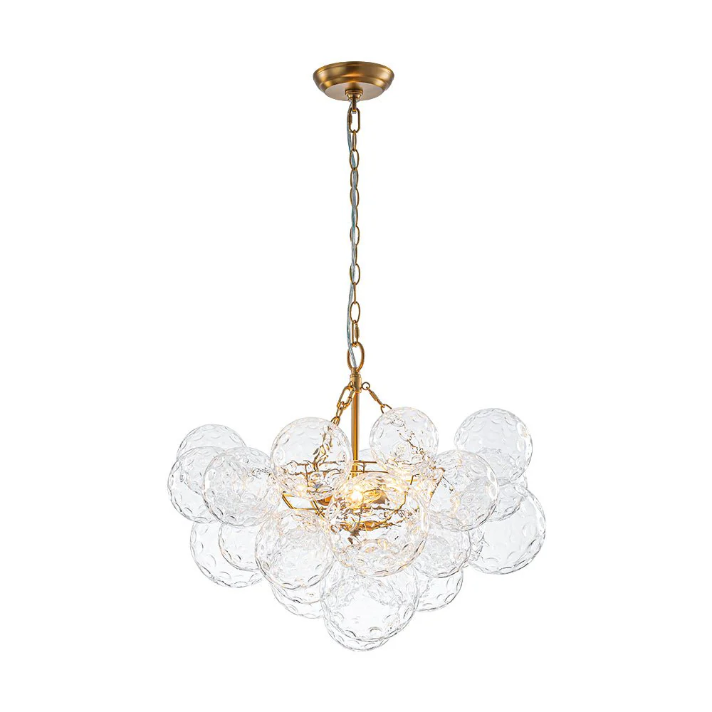 Brass Luxe Cluster Hammered Glass Globe Bubble Chandelier - Image 8