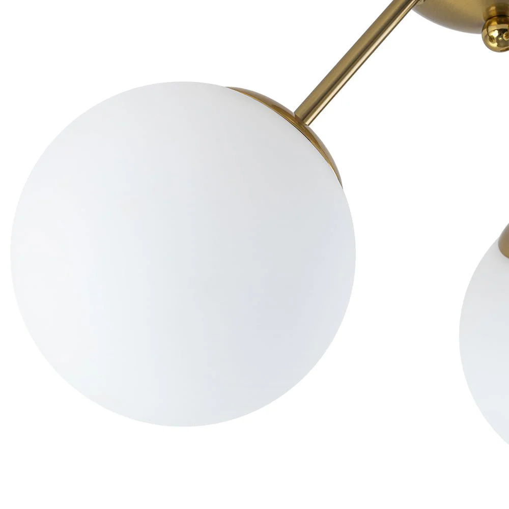Brass Mid-Century 3-Light Glass Globe Semi Flush Mount - Image 23