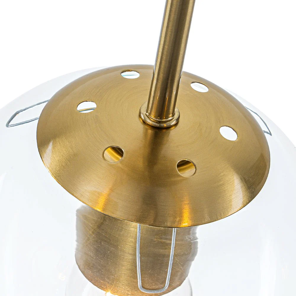 Brass Mid-Century 3-Light Glass Globe Semi Flush Mount - Image 25