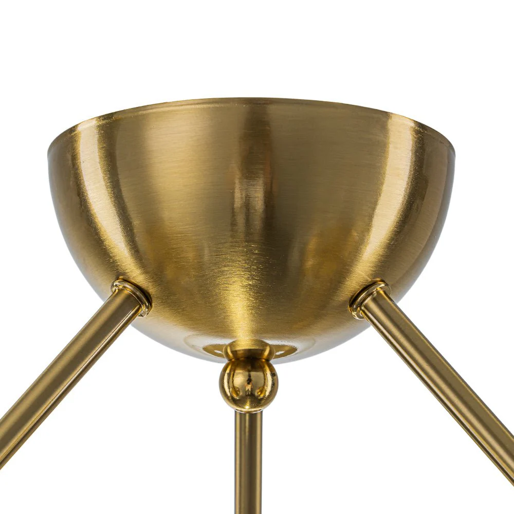Brass Mid-Century 3-Light Glass Globe Semi Flush Mount - Image 26