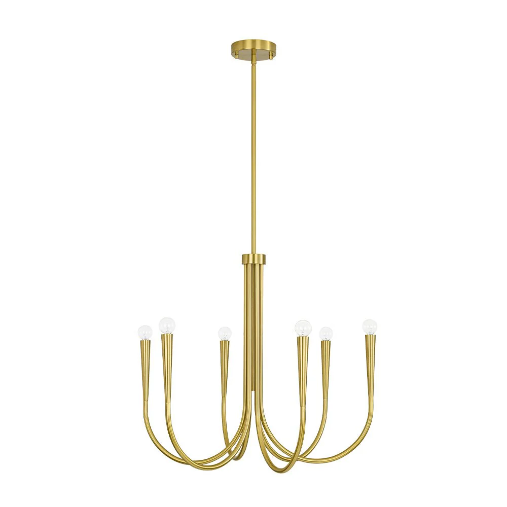 Brass Mid-Century Minimalist Tiered Candle Style Chandelier - Image 10