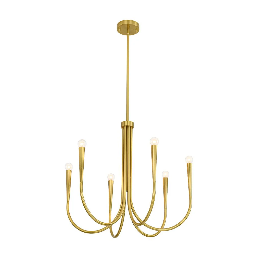 Brass Mid-Century Minimalist Tiered Candle Style Chandelier - Image 11