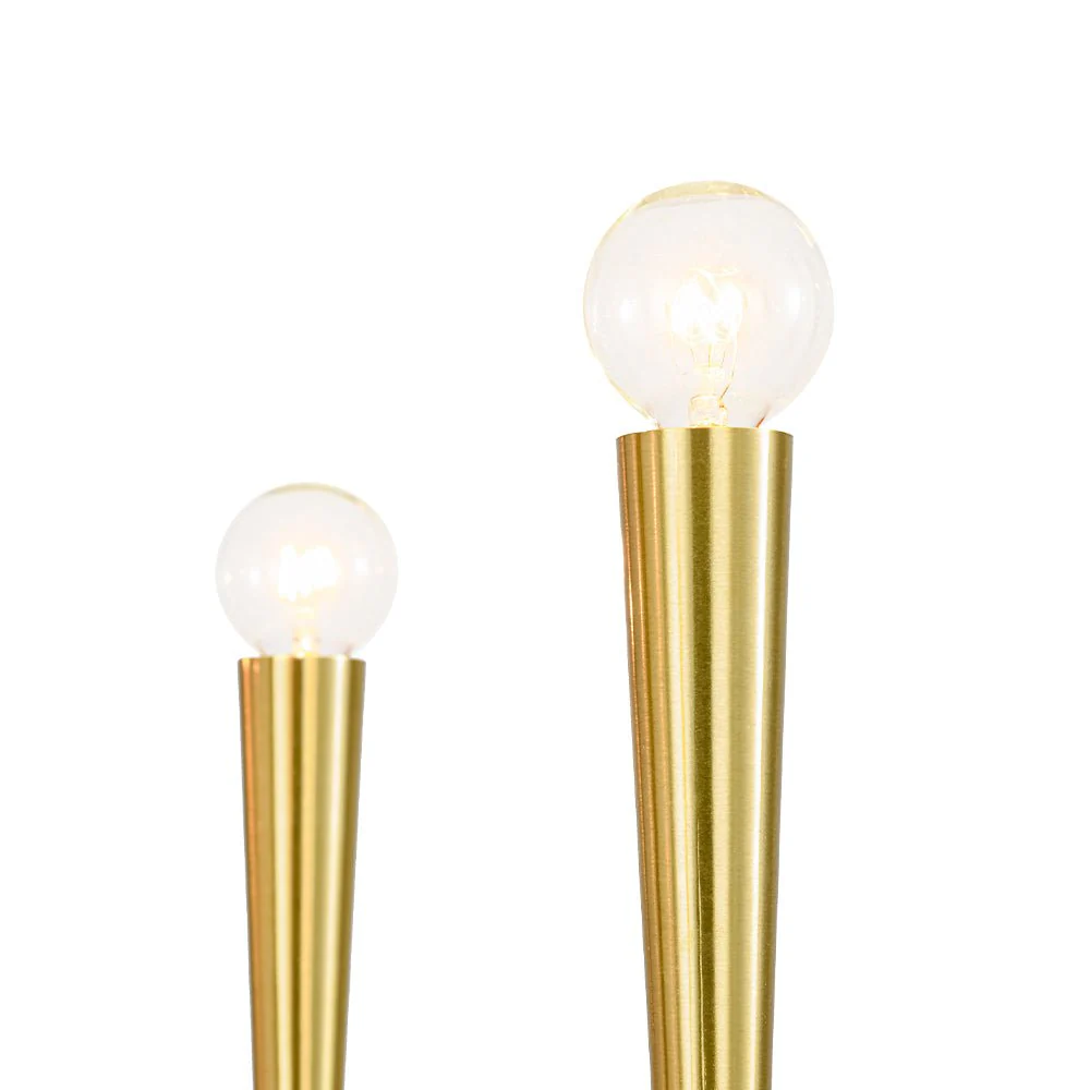 Brass Mid-Century Minimalist Tiered Candle Style Chandelier - Image 14