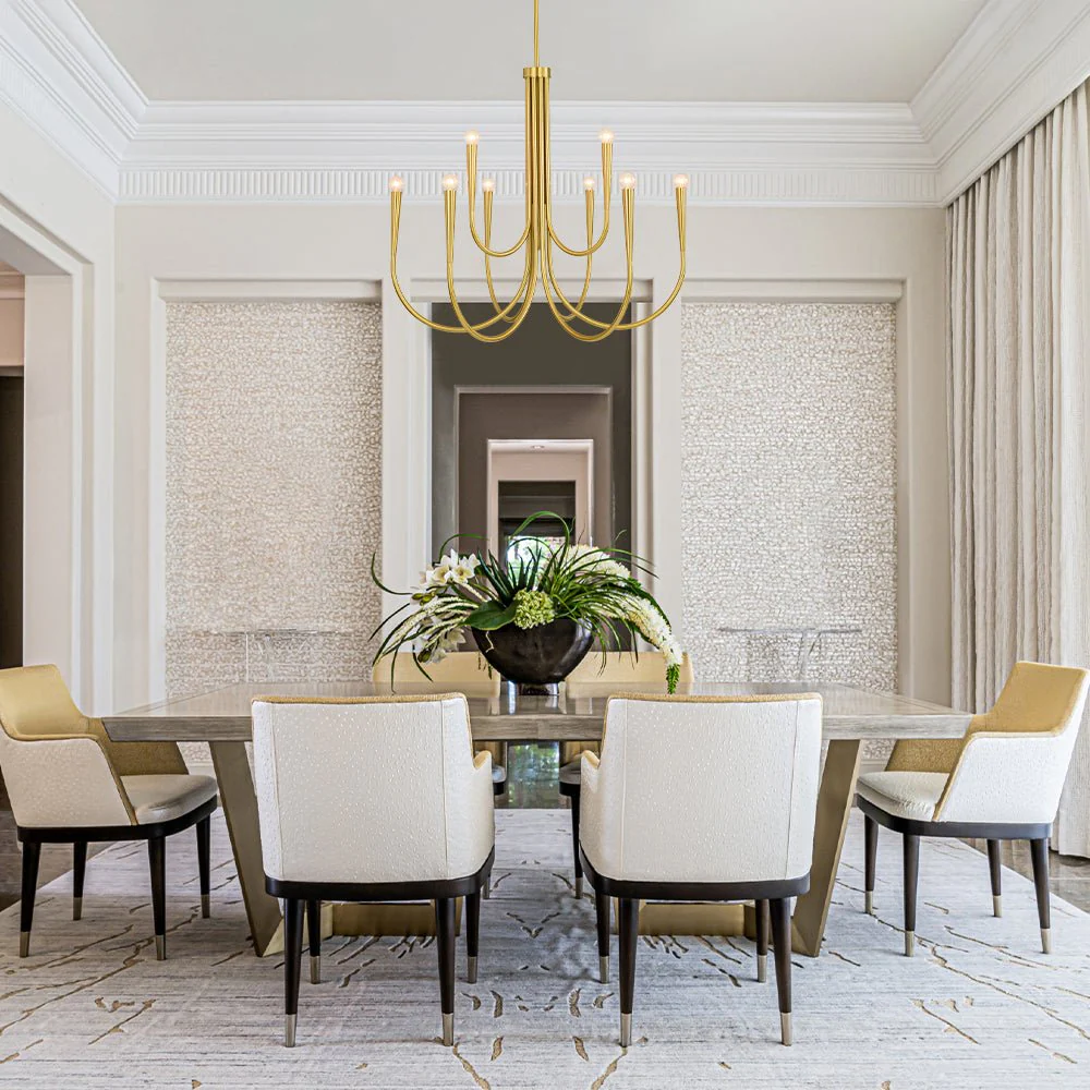 Brass Mid-Century Minimalist Tiered Candle Style Chandelier - Image 3