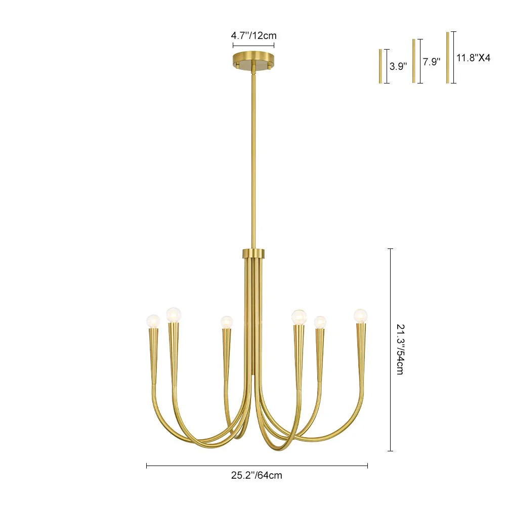 Brass Mid-Century Minimalist Tiered Candle Style Chandelier - Image 9