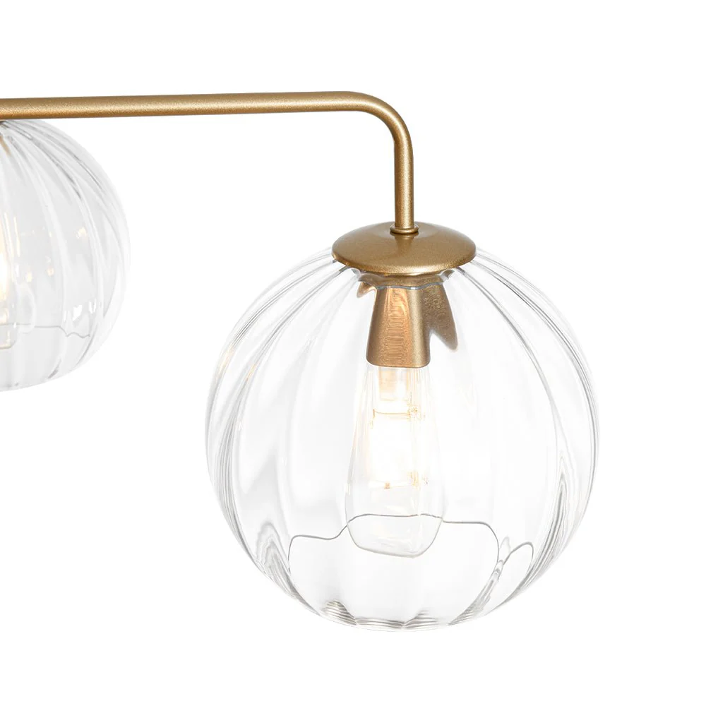 Brass Striped Ribbed Glass Globe 5-light Sputnik Chandelier - Image 12