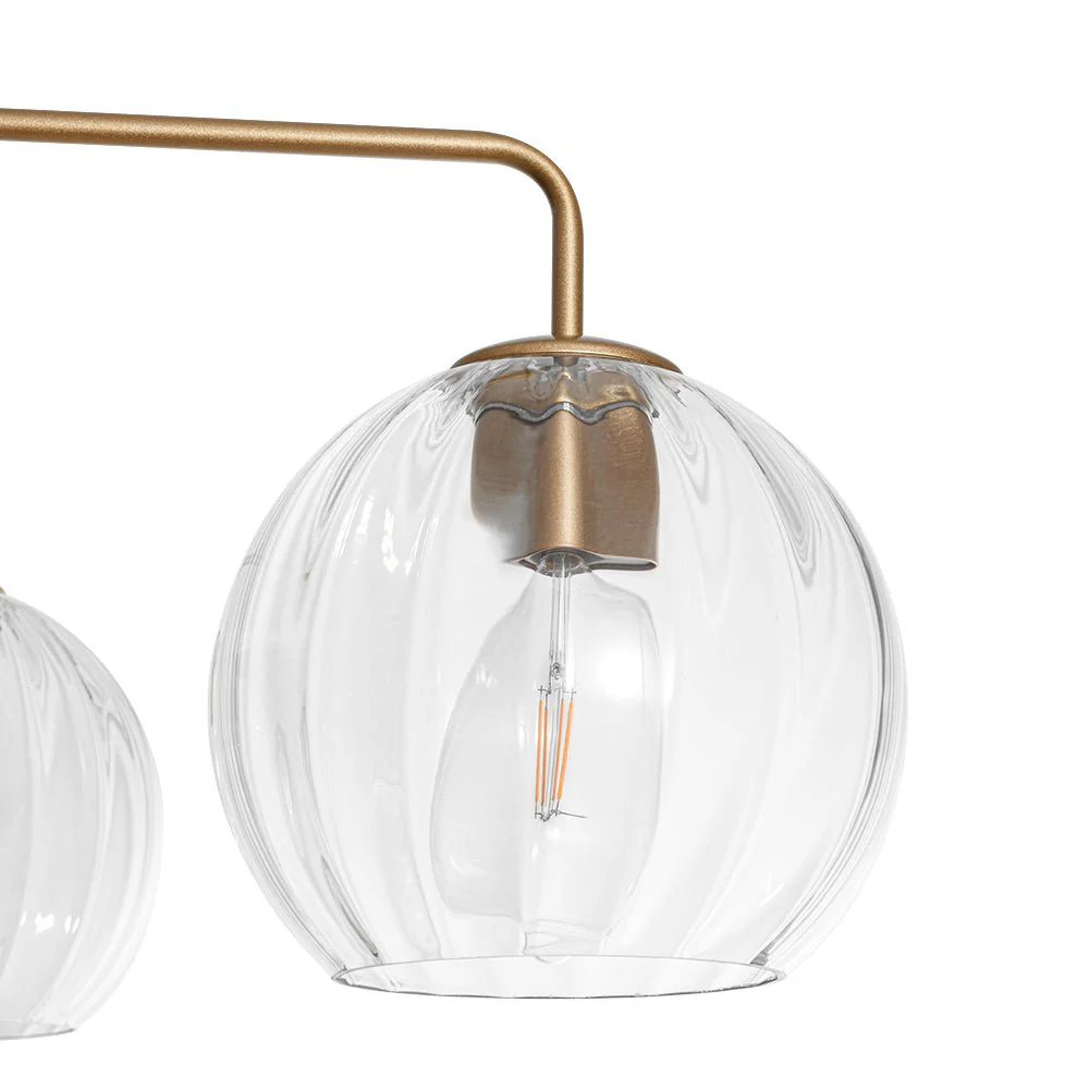 Brass Striped Ribbed Glass Globe 5-light Sputnik Chandelier - Image 13