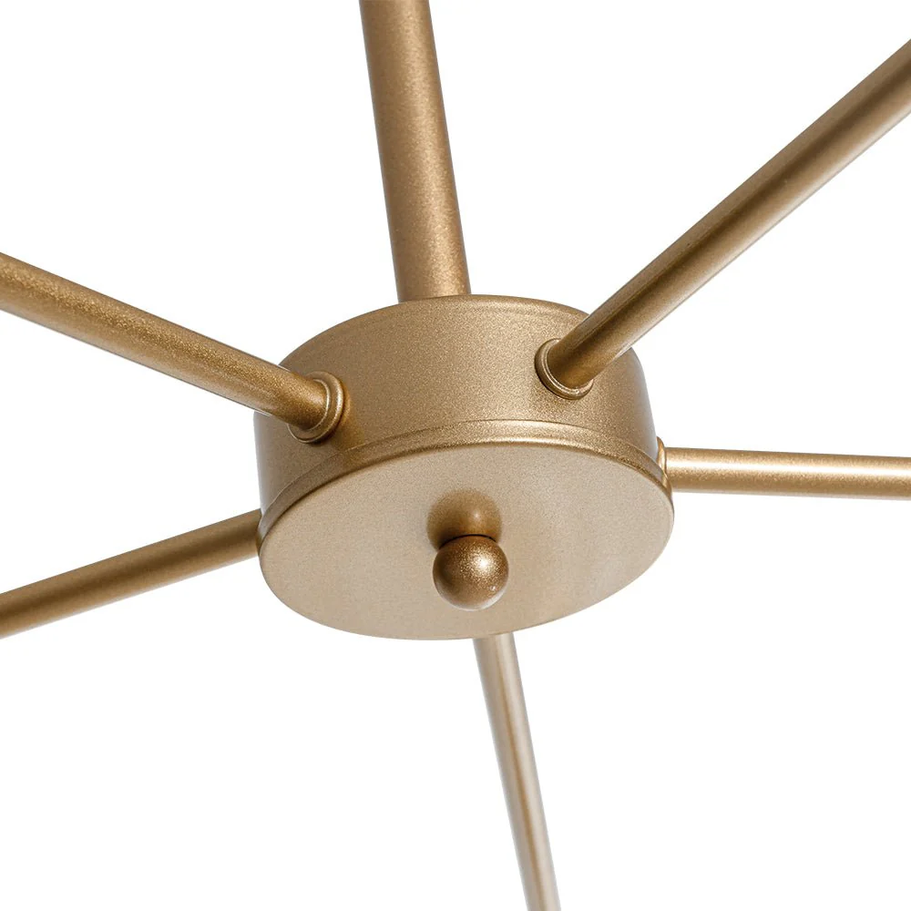 Brass Striped Ribbed Glass Globe 5-light Sputnik Chandelier - Image 14