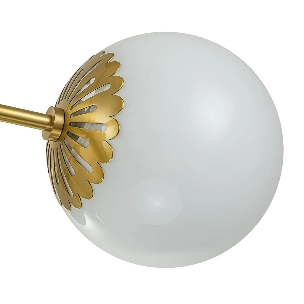 Brass Daisy Tiered Opal Glass Globe Sputnik Chandelier - Image 20
