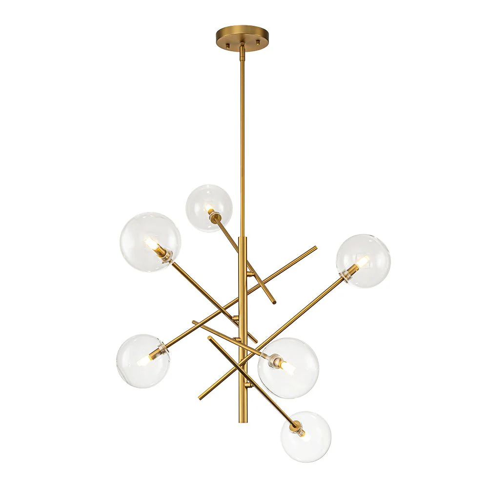 Celestial Glass Globe Sputnik Chandelier - Adjustable Linear Arm - Image 11