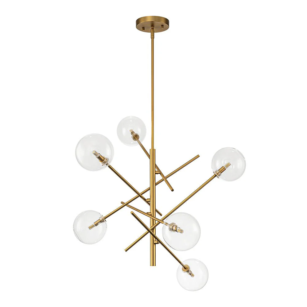 Celestial Glass Globe Sputnik Chandelier - Adjustable Linear Arm - Image 12