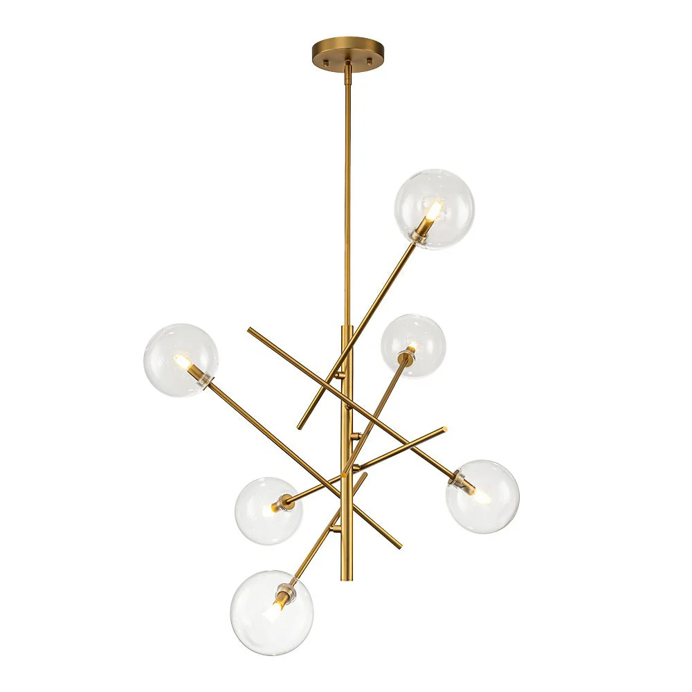 Celestial Glass Globe Sputnik Chandelier - Adjustable Linear Arm - Image 13