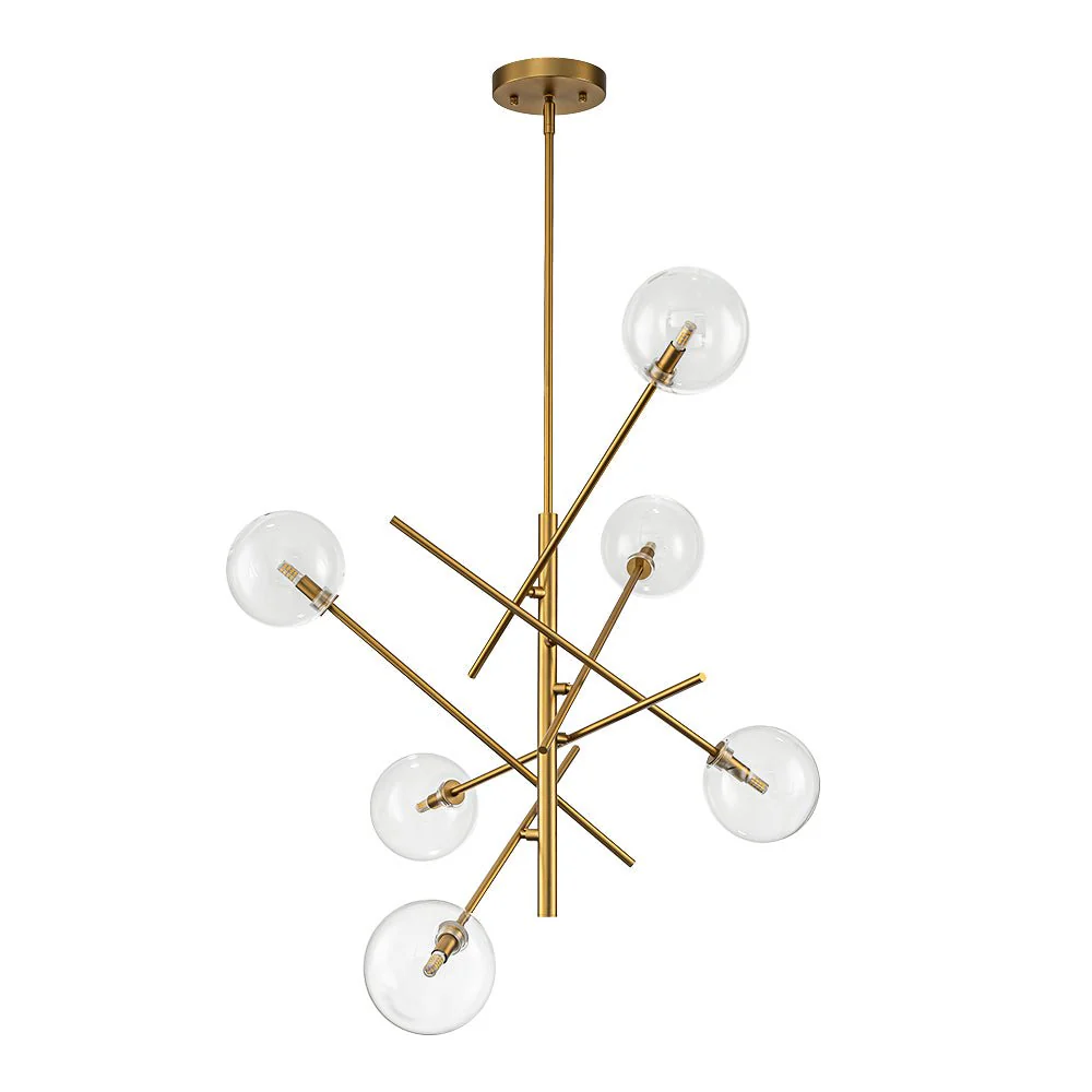 Celestial Glass Globe Sputnik Chandelier - Adjustable Linear Arm - Image 14