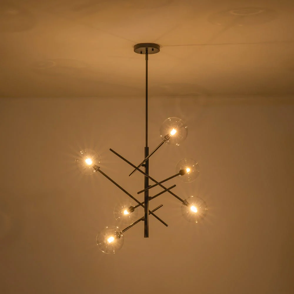 Celestial Glass Globe Sputnik Chandelier - Adjustable Linear Arm - Image 15