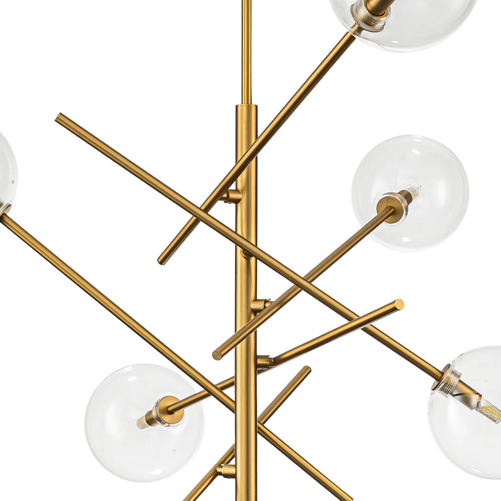 Celestial Glass Globe Sputnik Chandelier - Adjustable Linear Arm - Image 18