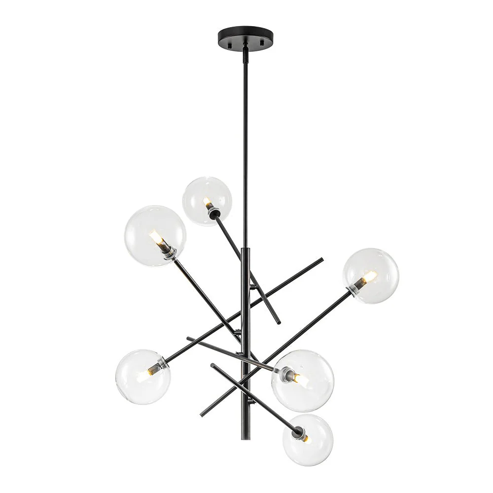 Celestial Glass Globe Sputnik Chandelier - Adjustable Linear Arm - Image 23