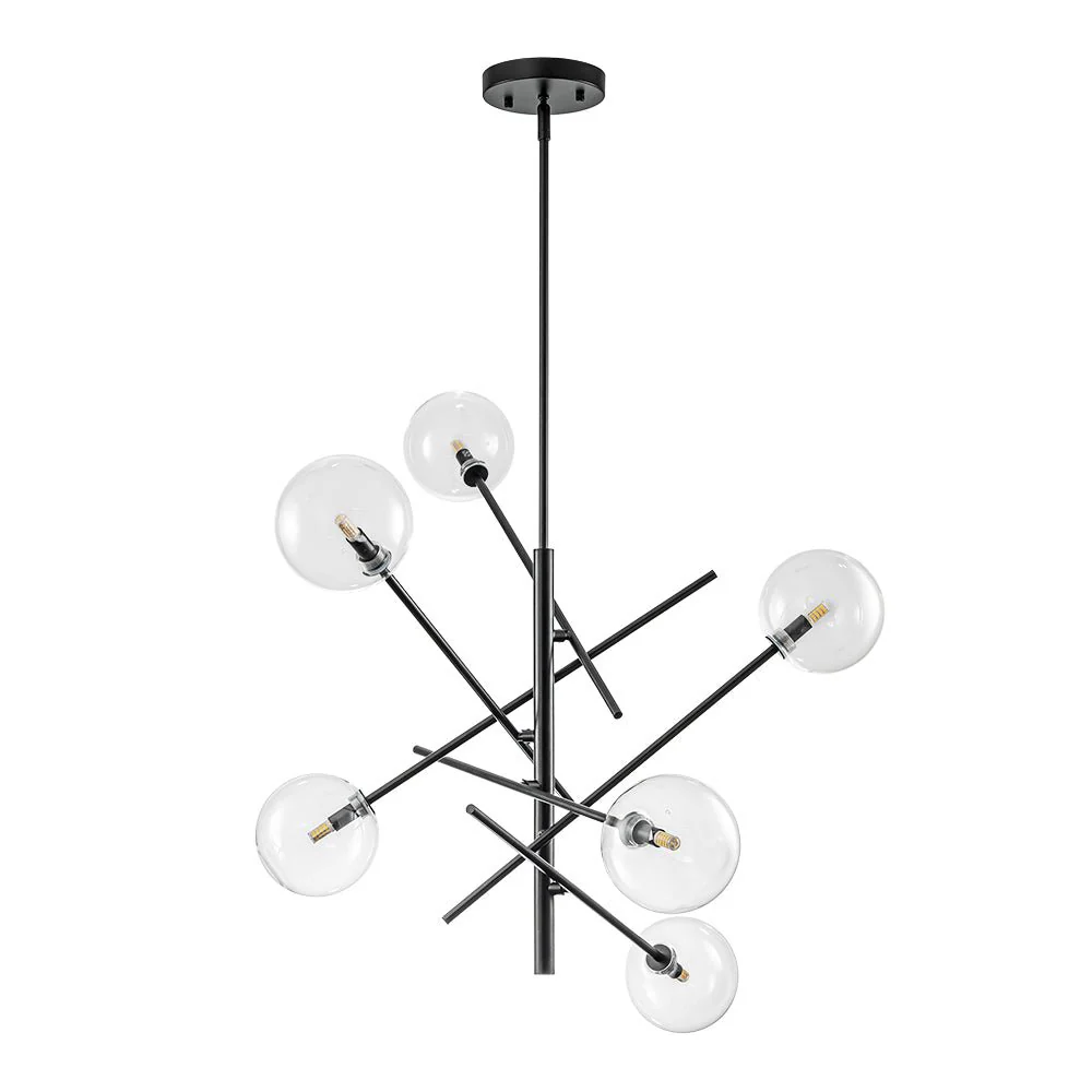 Celestial Glass Globe Sputnik Chandelier - Adjustable Linear Arm - Image 24