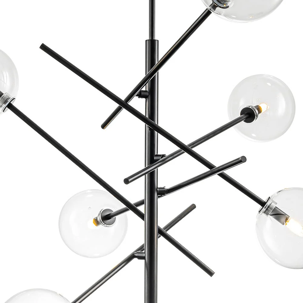 Celestial Glass Globe Sputnik Chandelier - Adjustable Linear Arm - Image 25