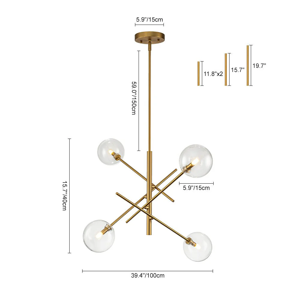 Celestial Glass Globe Sputnik Chandelier - Adjustable Linear Arm - Image 37