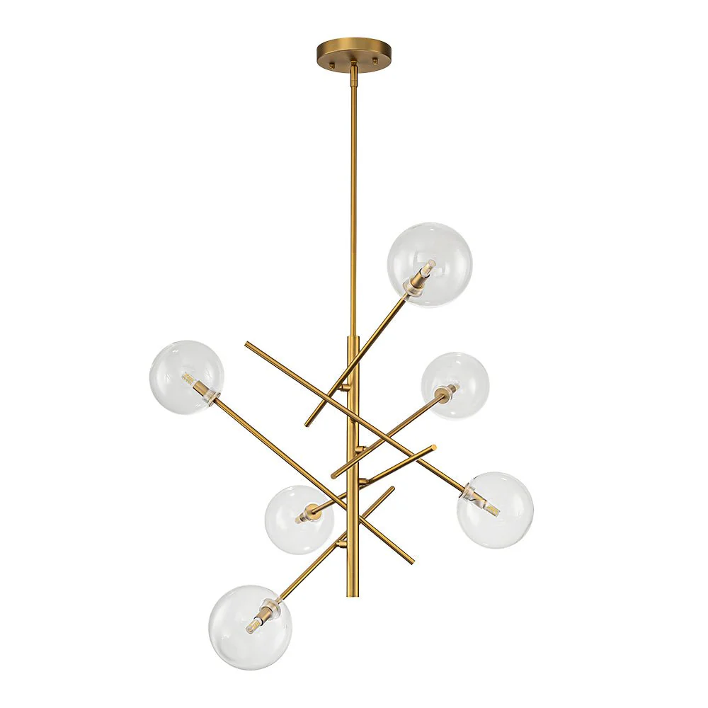 Celestial Glass Globe Sputnik Chandelier - Adjustable Linear Arm - Image 6