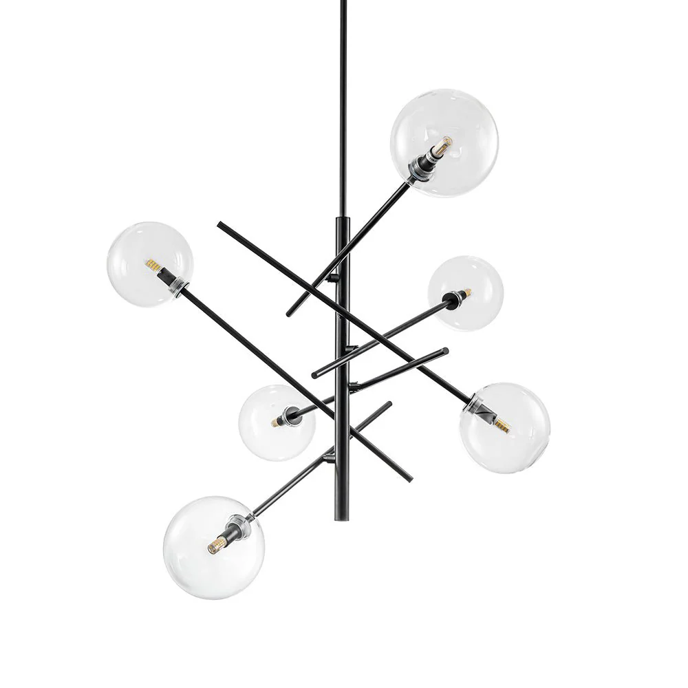 Celestial Glass Globe Sputnik Chandelier - Adjustable Linear Arm - Image 8