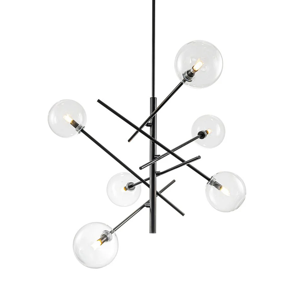 Celestial Glass Globe Sputnik Chandelier - Adjustable Linear Arm - Image 9